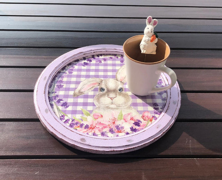 Easter Bunny Tray|Board For Easter|Dear Easter Bunny Board|Easter Serving Decor|Hand Painted Round Wooden Tray|Original Home Decor Gift