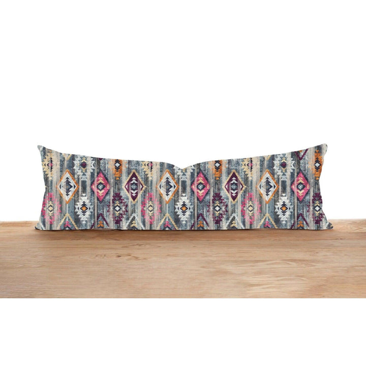 Long Lumbar Pillow Case|Boho Aztec Tribal Bolster Pillow Cover|Southwestern Farmhouse Oversized Lumbar Cushion|Nordic Scandinavian Decor