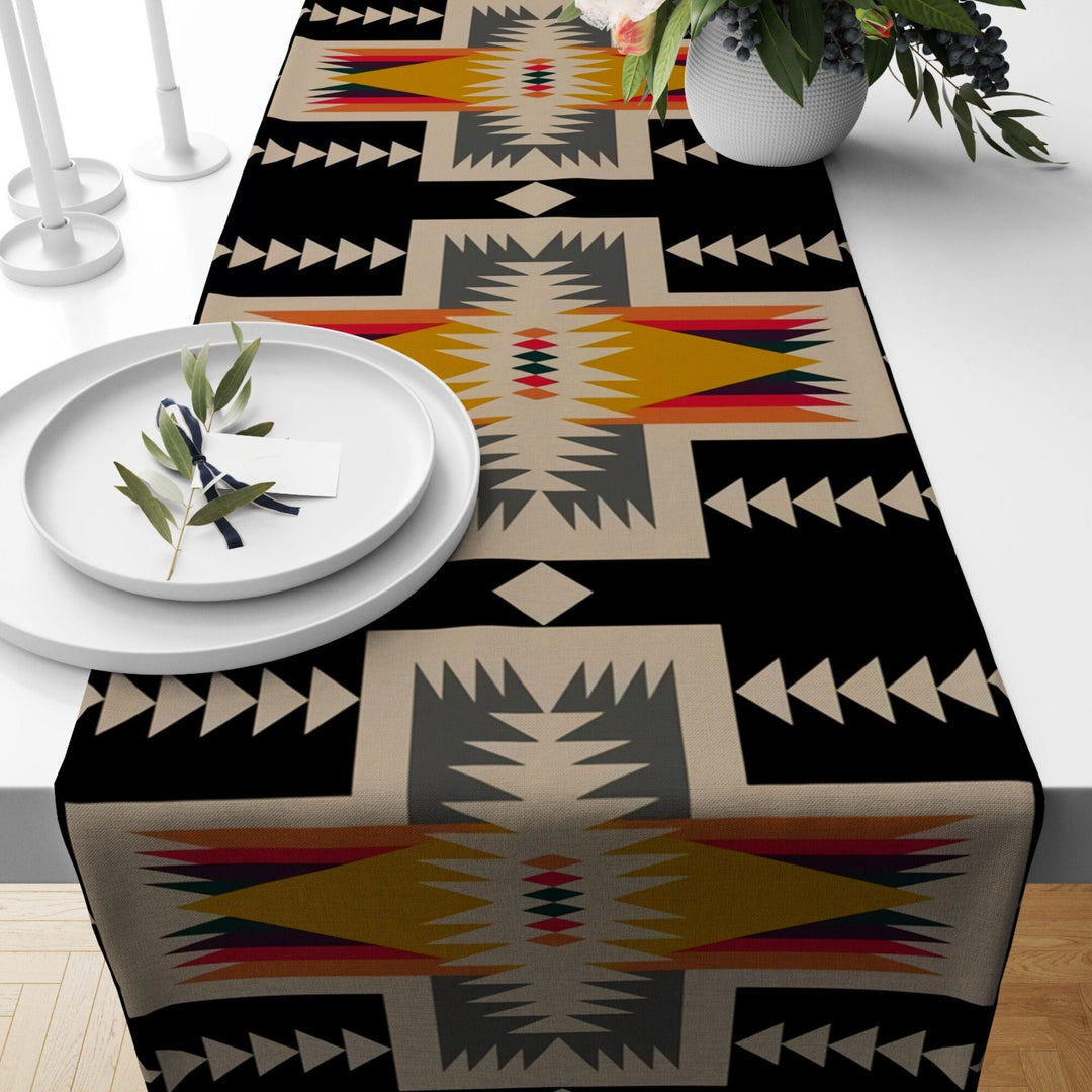 Aztec Table Runner|Aztec Tablecloth|Terracotta Decor|Decorative Tabletop|Rug Design Runner|Southwest Tablecloth|Ethnic Tribal Ancient Runner