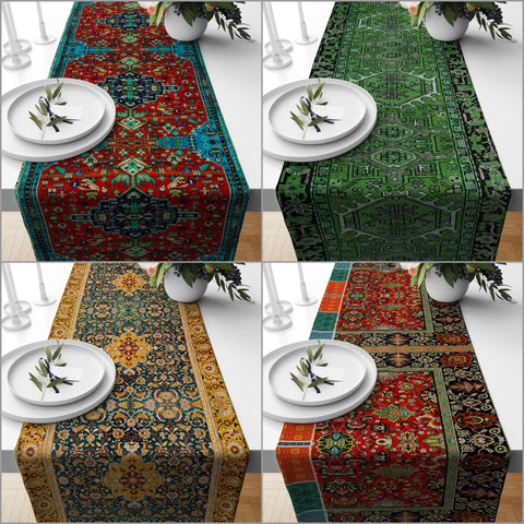 Rustic Turkish Table Runner|Rug Kitchen Decor|Historical Runner|Kilim Kitchen Decor|Kilim Table Runner|Geometric Tabletop|Native Home Decor