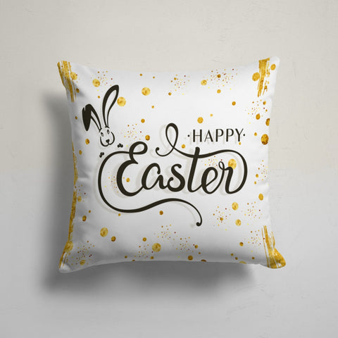 Happy Easter Pillow Cover|Decorative Yellow Red Green Egg Throw Pillowtop|Floral Egg Print Holiday Home Decor|Farmhouse Spring Cushion Cover