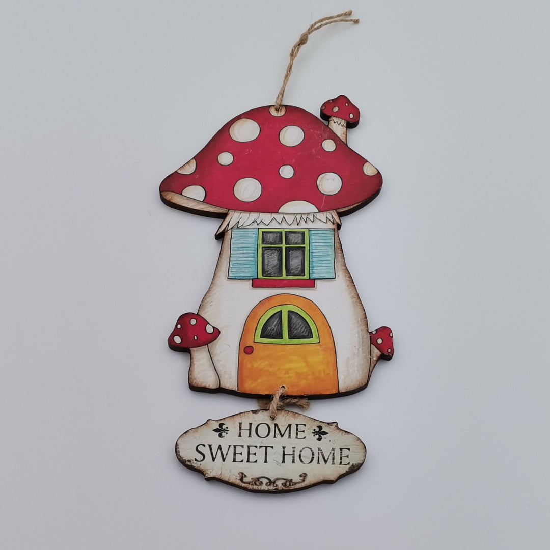 Mushroom House Home Sweet Home Sign|Wall Decor|Decorative Wall Hangings|Home Sweet Home|Custom Modern Printing|Wall Art|Housewarming Gift