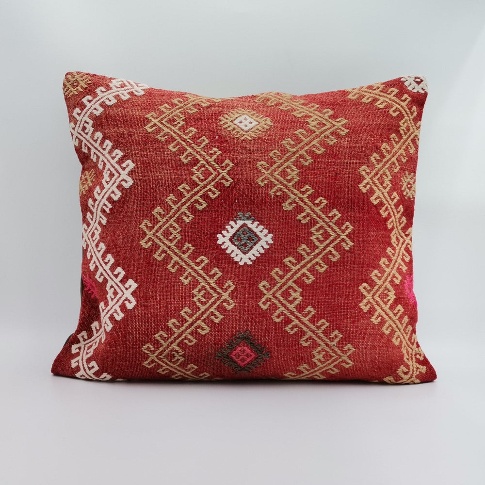 Turkish Kilim Pillow Cover|Handwoven Ottoman Throw Pillow Top|Vintage Kelim Cushion Cover|Geometric Cushion Case|Kilim Home Decor 20x20