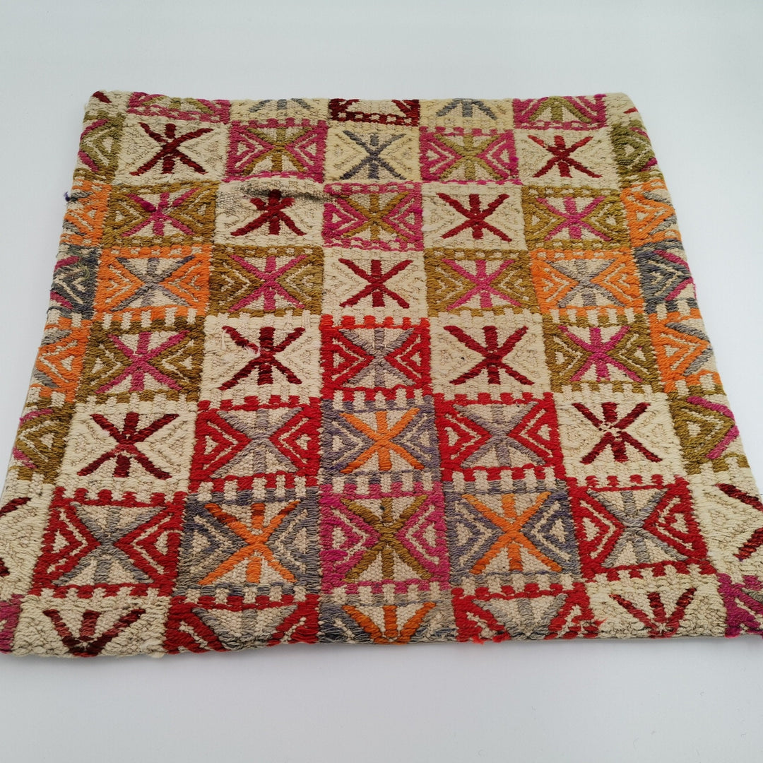 Vintage Kilim Pillow Cover|Turkish Kilim Pillow Cover|Eclectic Antique Anatolian Throw Pillow|Boho Bedding Decor|Handwoven Rug Cushion 20x20