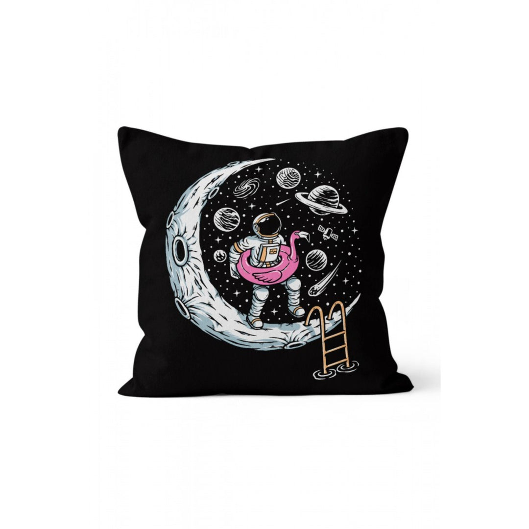 Astronaut Pillow Cover|Black White Space Cushion Case|Galaxy Print Home Decor|Decorative Spaceman Pillowcase|Alien and Planet Kid Cushion