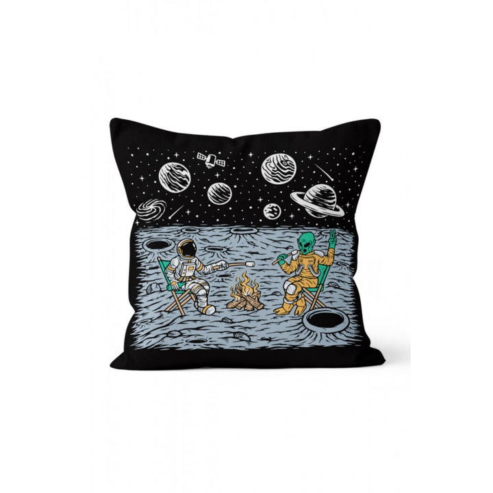 Astronaut Pillow Cover|Black White Space Cushion Case|Galaxy Print Home Decor|Decorative Spaceman Pillowcase|Alien and Planet Kid Cushion