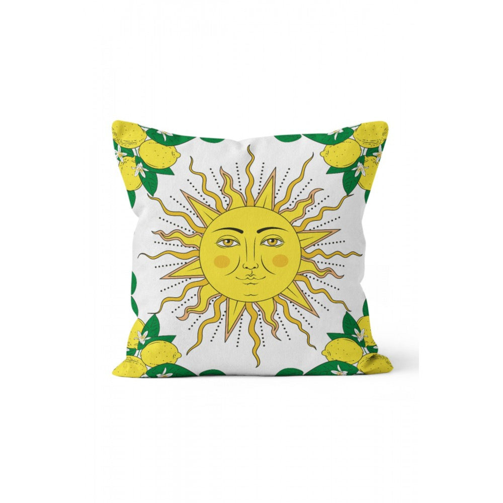 Sun Pillow Cover|Yellow Gray Helio and Sicily Sun Cushion Case|Planet Themed Home Decor|Decorative Solar System and Moon Print Pillowcase