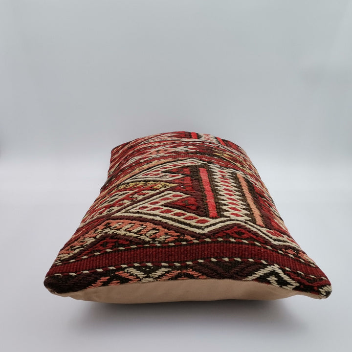 Vintage Kilim Pillow Cover|Geometric Handmade Kelim Cushion|Anatolian Lumbar Pillow Top|Handwoven Ottoman Rug Decor|Turkish Cushion 12x24