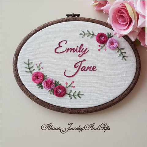 Customized Christmas Hoop Art Cotton White Floral Embroidery For Him/Her  Gifts
