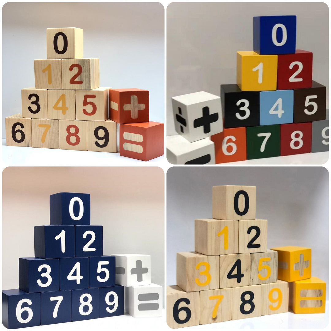 Wooden Number Cubes|Colorful Wooden Number Math Blocks for Kids|Home Learning Toy Early Math|Wooden Counting Sorting Stacking Tower|Baby Toy