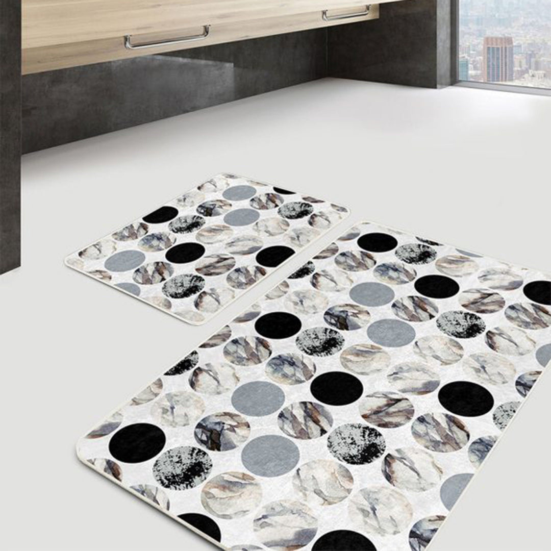 Set of 2 Marble Pattern Bath Mat|Non-Slip Bathroom Decor|Gray Gold Bath Rug|Rectangle Kitchen Floor Mat|Abstract Home,Shower Entrance Carpet