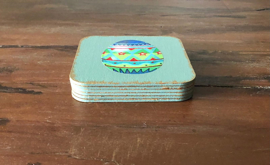 Easter Egg Coaster Set of 6|Vintage Easter Decor|Custom Wood Coaster|Handmade Easter Themed Coaster Set|Cute Home Decor|Unique Drink Coaster