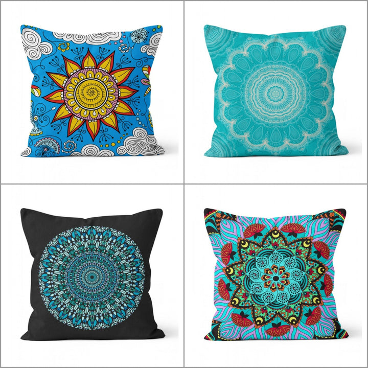 Mandala Pillow Cover|Geometric Design Cushion Case|Decorative Floral Mandala Pillowcase|Rustic Home Decor|Farmhouse Style Authentic Cushion