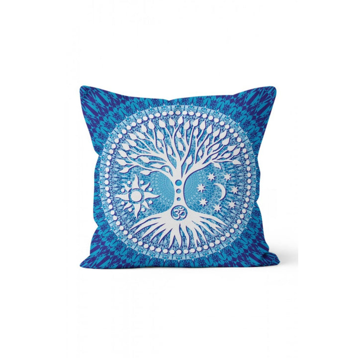 Mandala Pillow Cover|Geometric Life Tree Cushion Case|Decorative Blue Mandala Pillowcase|Rustic Home Decor|Farmhouse Style Authentic Cushion