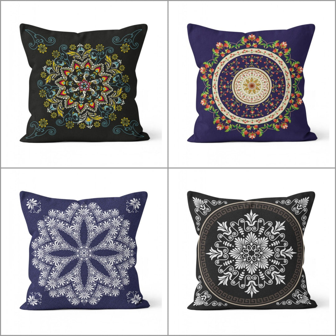 Mandala Pillow Cover|Geometric Design Cushion Case|Decorative Floral Mandala Pillowcase|Rustic Home Decor|Farmhouse Style Authentic Cushion