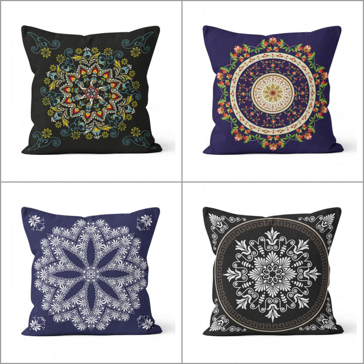 Mandala Pillow Cover|Geometric Design Cushion Case|Decorative Floral Mandala Pillowcase|Rustic Home Decor|Farmhouse Style Authentic Cushion