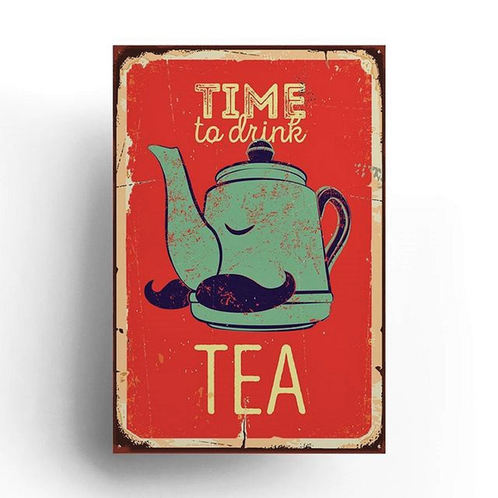 Coffee Retro Poster|Coffee Wall Art|Time To Drink Tea Vintage Poster|Coffee Lover Gift|Kitchen Wall Decor|Tea Time Decor|Coffee Home Decor