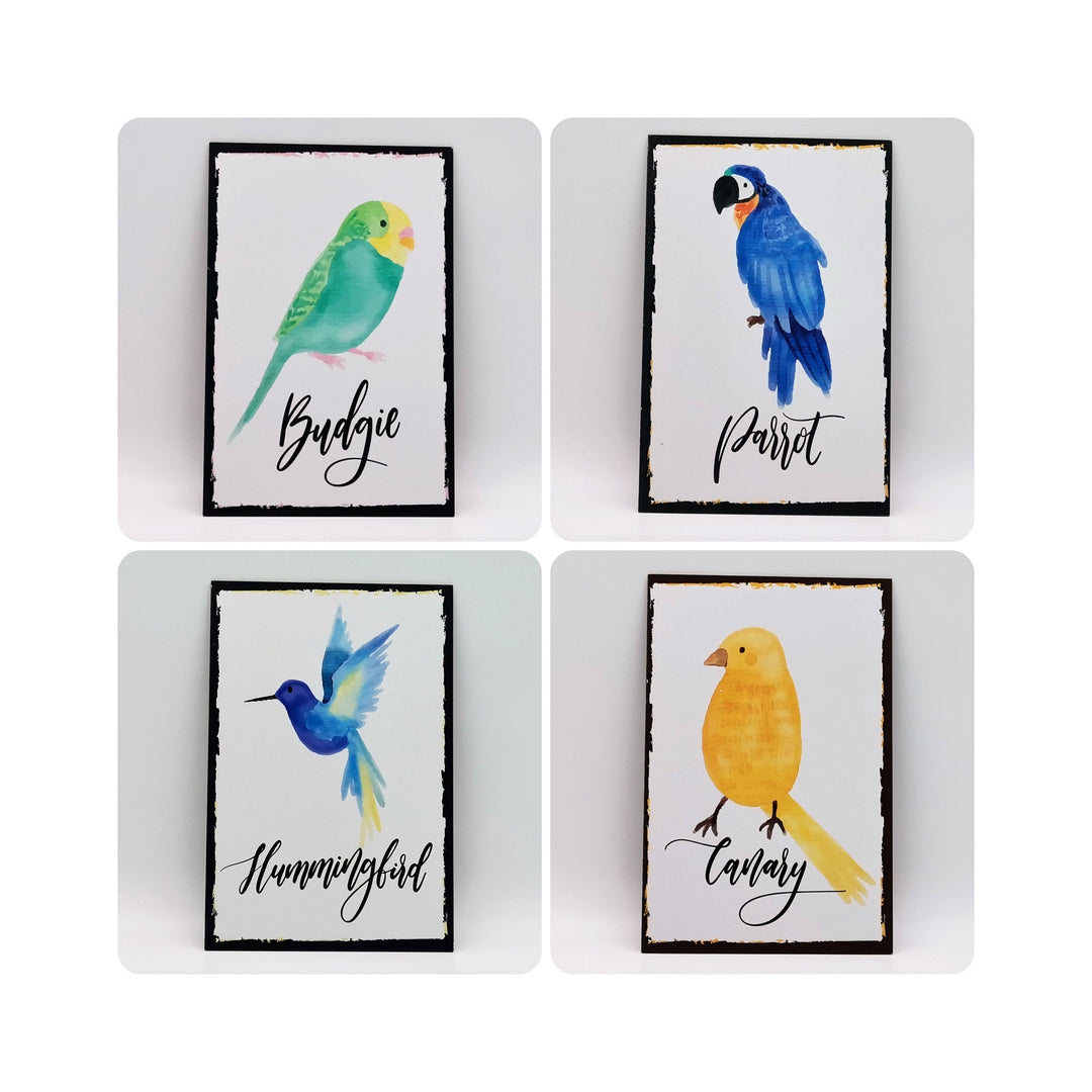 Bird Retro Poster|Bird Wall Art|Budgie, Canary Vintage Poster|Parrot, Hummingbird Decor|Bird Lover Gift|Nursery Wall Decor|Kid Room Decor