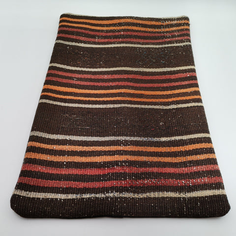 Vintage Kilim Pillow Cover|Rustic Ottoman Kilim with Stripes|Antique Farmhouse Lumbar Pillowcase|Boho Bedding Decor|Handwoven Cushion 16x24