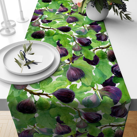 Fruit Table Runner|High Quality Fig and Pomegranate Print Tabletop|Summer Trend Tablecloth|Farmhouse Style Floral Kitchen Table Centerpiece