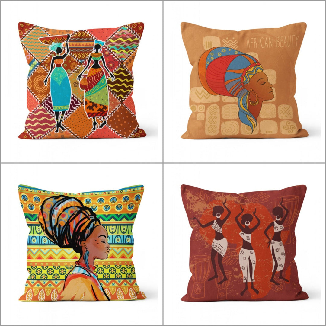 African Beauty Pillow Cover|Ethnic Cushion Case|Colorful African Girl Accent Cushion|Decorative Ethnic Throw Pillow Top|Authentic Home Decor