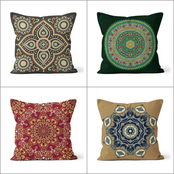 Mandala Pillow Cover|Geometric Design Cushion Case|Ethnic Delhi, Mumbai and Aztec Mandala Pillow Cover|Rustic Home Decor|Authentic Cushion