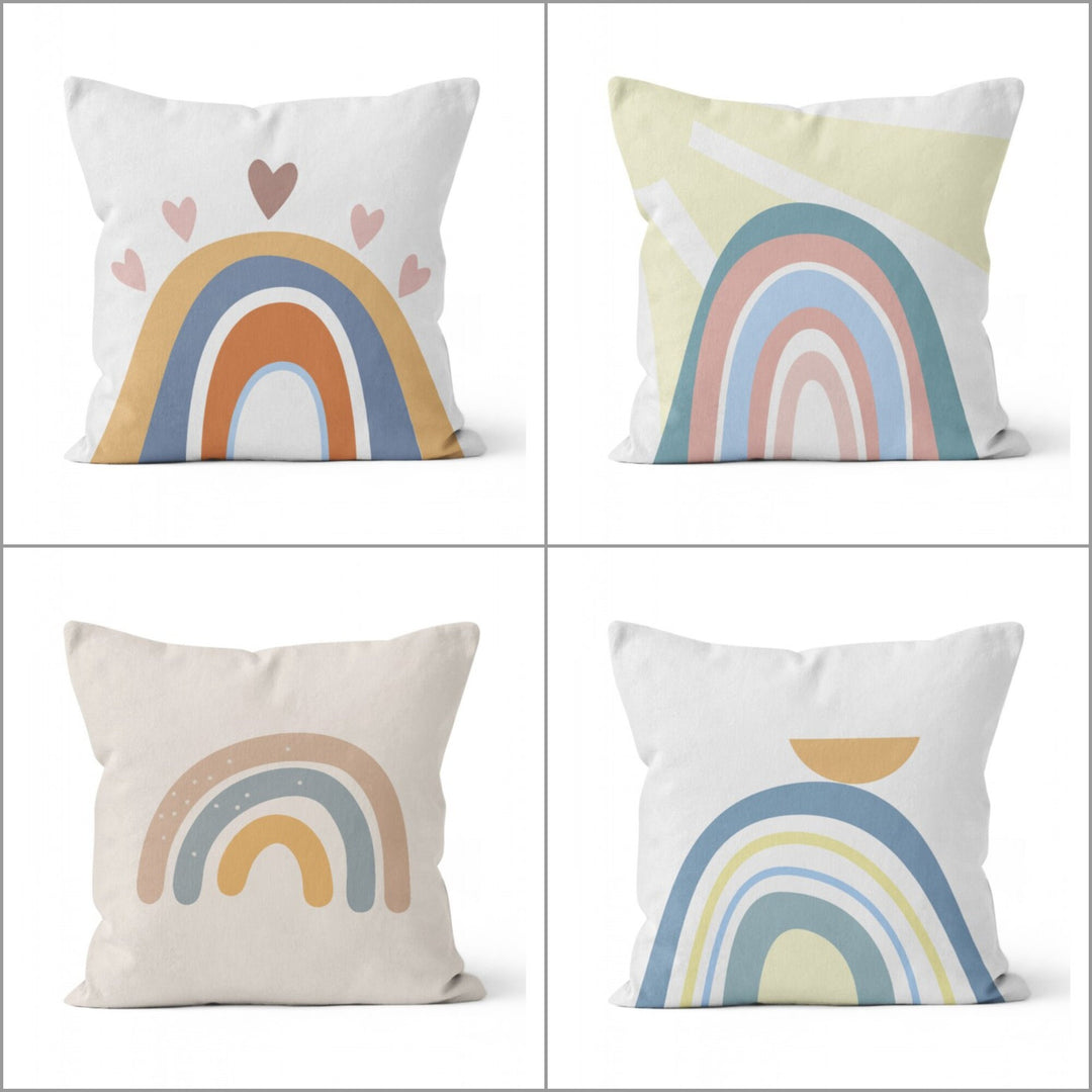 Abstract Pillow Cover|Sun, Light and Heart Print Cushion Case|Decorative Rainbow Print Pillow Top|Weather Meteorology Themed Cushion Cover