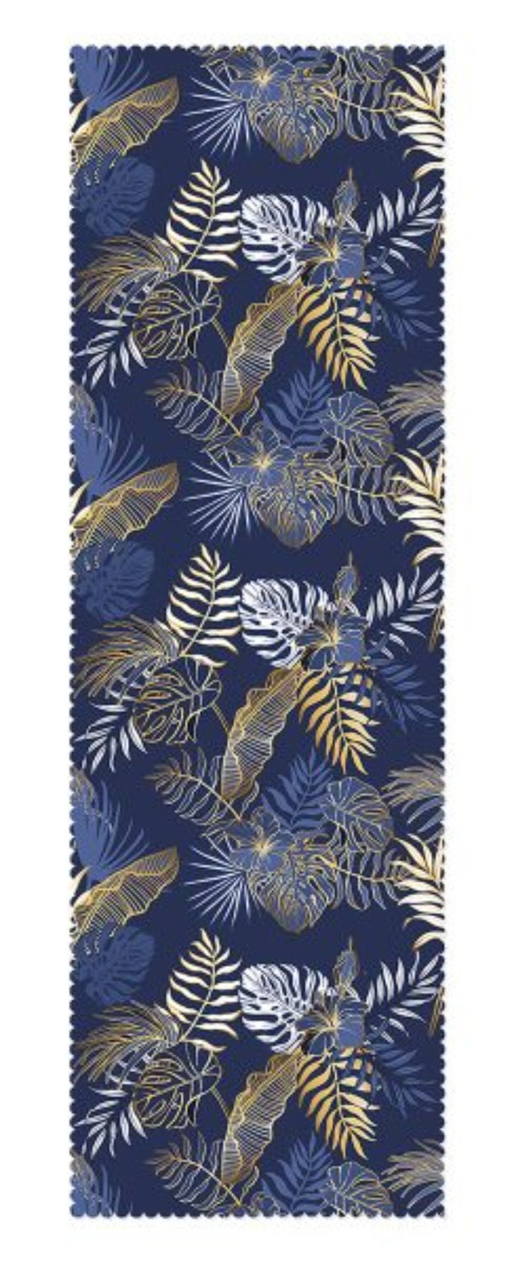 Set of 4 Plant Pillow Covers and 1 Table Runner|Blue Gold Leaves Home Decor|Decorative Tropical Leaf Tabletop|Floral Cushion and Runner Set