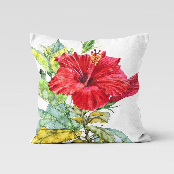 Red Poppy Pillow Cover|Floral Cushion Case|Decorative Red Green Throw Pillow Top|Boho Bedding Decor|Housewarming Farmhouse Style Pillowcase