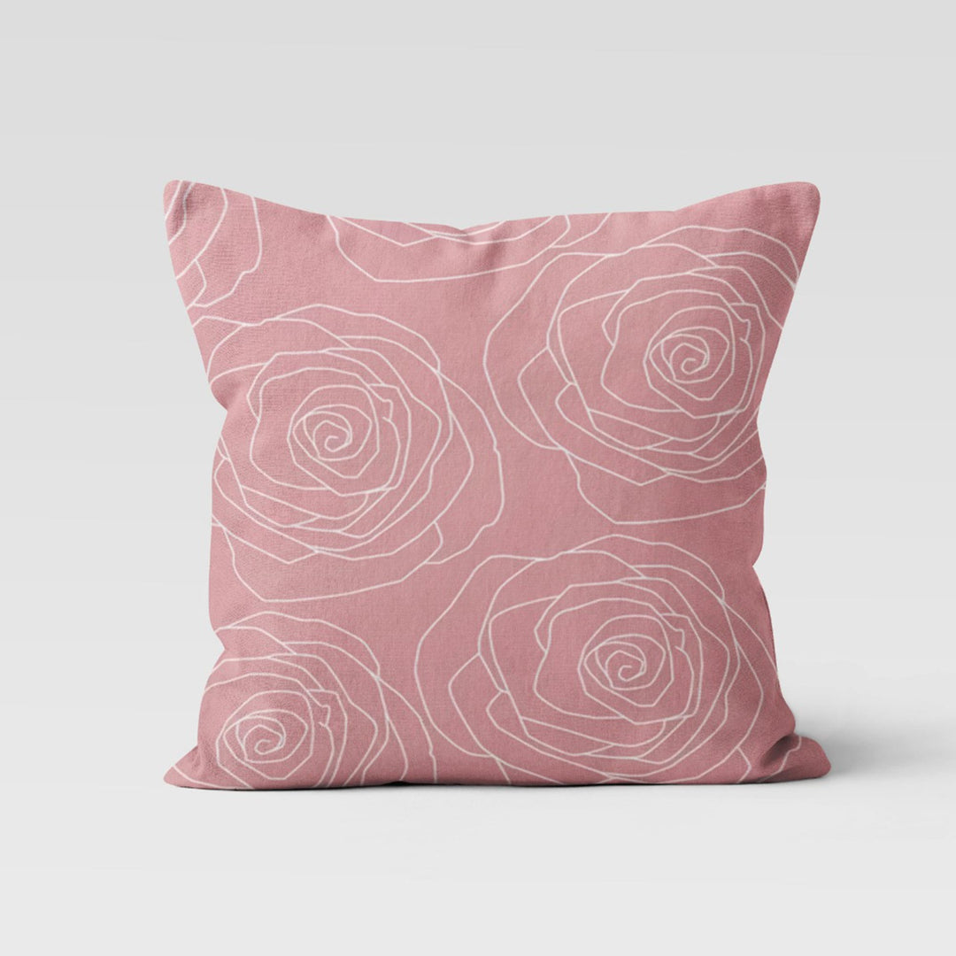 Pink Floral Pillow Cover|Rose Print Cushion Case|Decorative Throw Pillowcase|Pink Green Home Decor|Housewarming Cushion|Porch Pillow Top