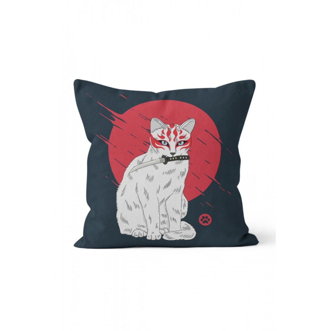 Cat Pillow Cover|Mafia Cat with Rose and Knife Print Outdoor Cushion Case|Weird Cats Home Decor|Decorative Animal Print Throw Pillow Cover