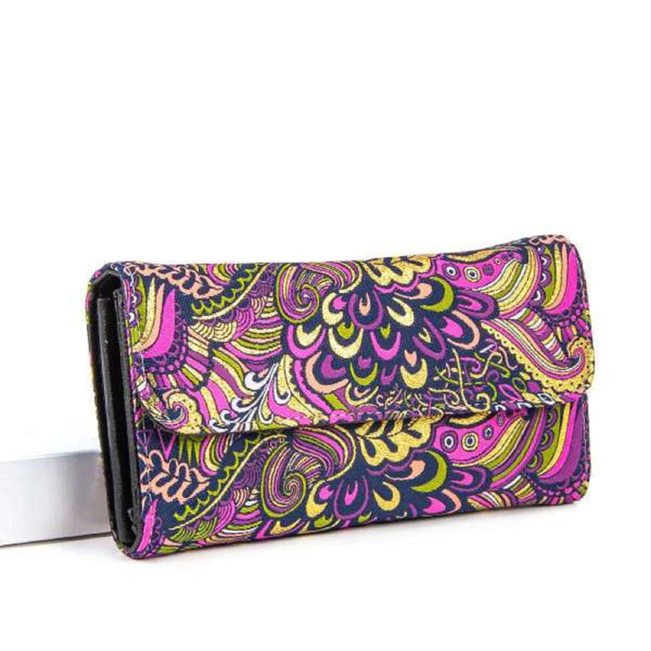 Boho Wallet with Carpet Pattern|Woven Folded Wallet|Women's Hanmade Wallet|Clutch Purse with Vegan Leather|Woven Rug Design Wallet For Women