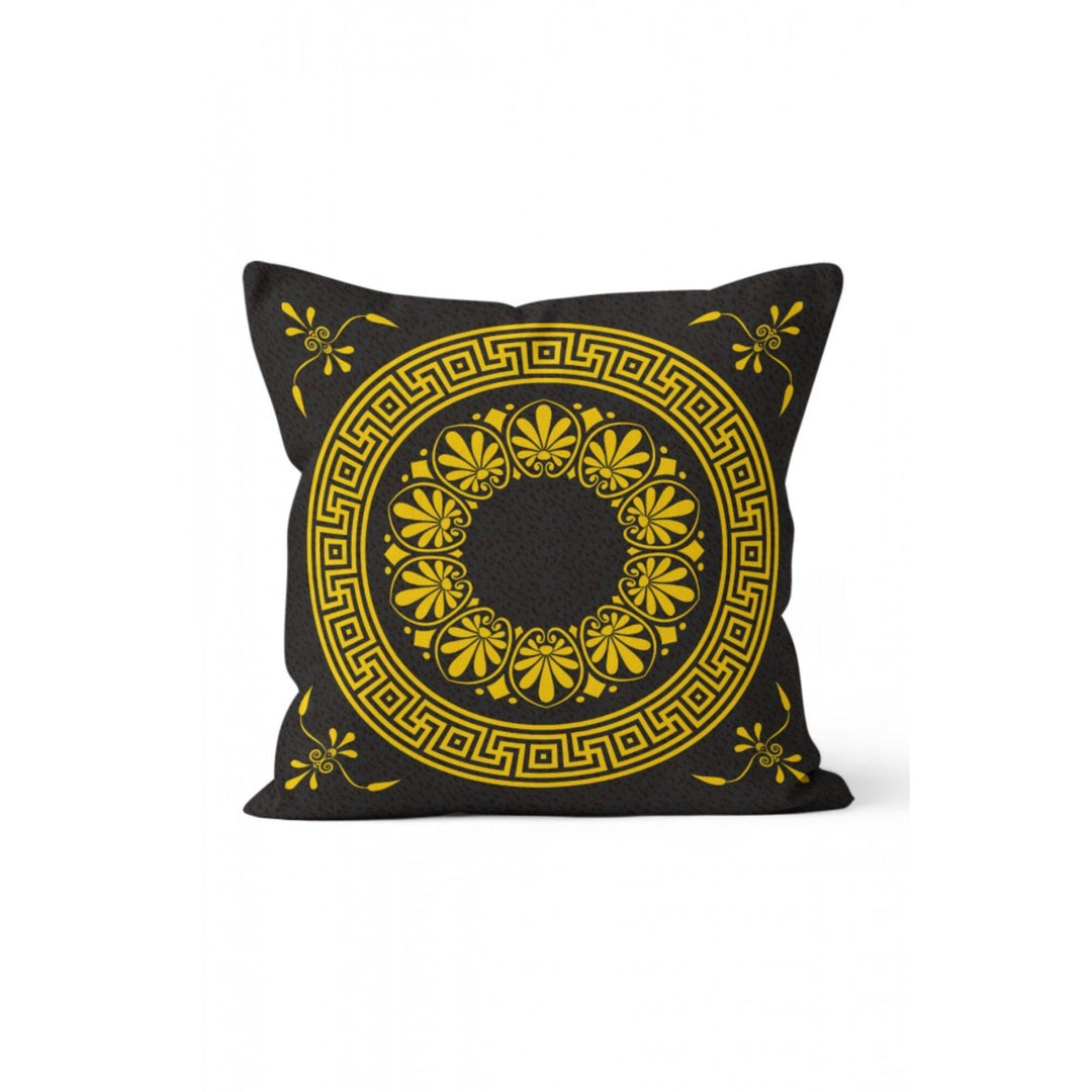 Mandala Pillow Cover|Geometric Cushion Case|Decorative Gold Black Mandala Pillowcase|Rustic Home Decor|Spiral Design Authentic Cushion Case