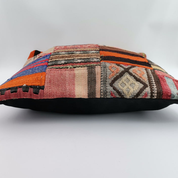 Vintage Kilim Pillow Cover|Turkish Kilim Cushion Case|Ethnic Ottoman Throw Pillow|Boho Bedding Decor|Handwoven Patchwork Rug Cushion 20x20