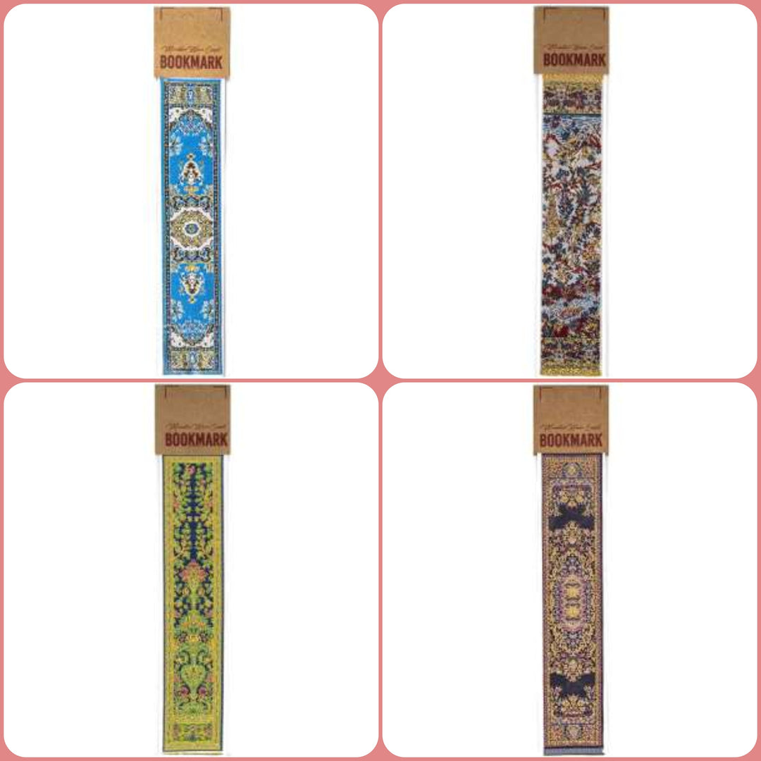 Set of 4 Traditional Rug Design Woven Bookmark|Carpet Bookmark|Authentic Turkish Carpet Pattern Bookmark|Gift For Bookwoorms|Book Lover Gift