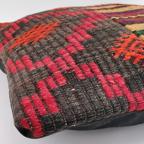 Vintage Kilim Pillow Cover|Turkish Kilim Cushion Case|Traditional Soft Throw Pillow Top|Diamond Pattern Rug Design|Patchwork Cushion 20x20