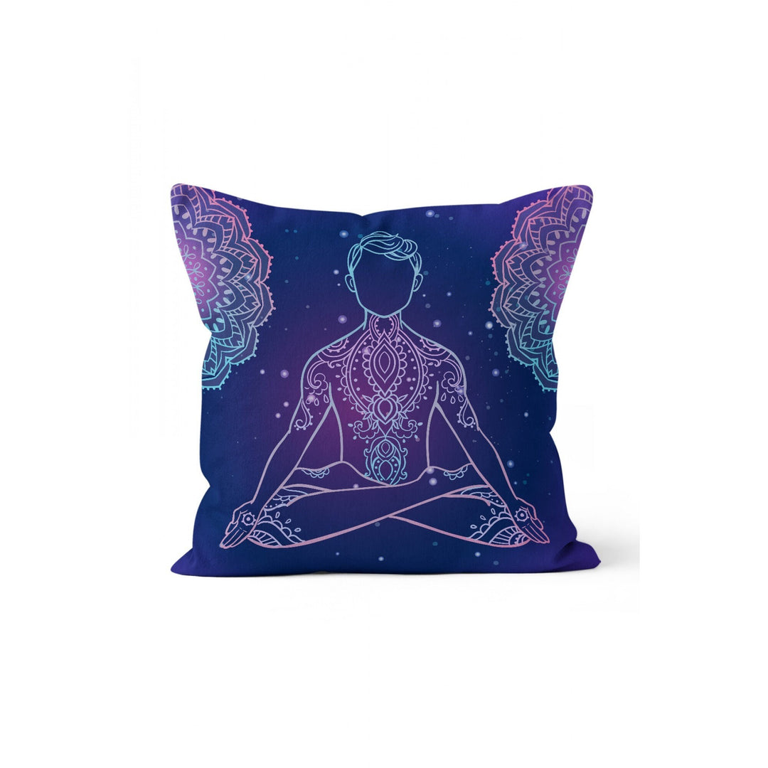 Meditation Pillow Cover|Chakra Meditation Cushion Case|Woman and Man Doing Yoga Cushion Cover|Decorative Throw Pillowcase|Boho Pillow Case