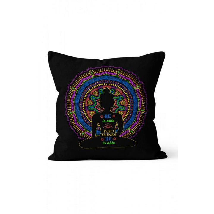 Meditation Pillow Cover|Gold Yoga Cushion Case|Spiritual Woman and Man Doing Yoga Cushion Cover|Decorative Throw Pillowcase|Boho Pillow Case