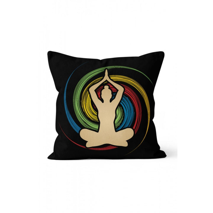 Meditation Pillow Cover|Body Chakra Cushion Case|Gradient Woman Doing Yoga Cushion Cover|Decorative Yoga Throw Pillowcase|Boho Pillow Case