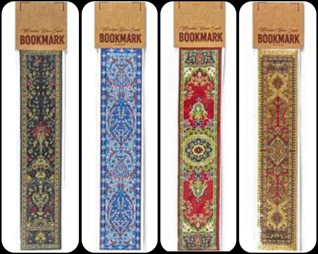 Set of 4 Woven Carpet Bookmark|Authentic Turkish Carpet Design Woven Bookmark|Traditional Rug Design Bookmark|Gift For Bookwoorm, Book Lover