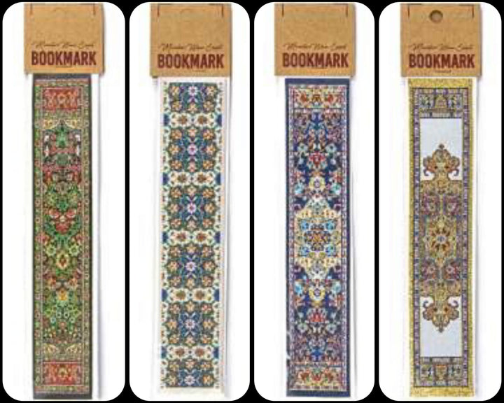 Set of 4 Woven Carpet Bookmark|Authentic Turkish Carpet Design Woven Bookmark|Traditional Rug Design Bookmark|Gift For Bookwoorm, Book Lover