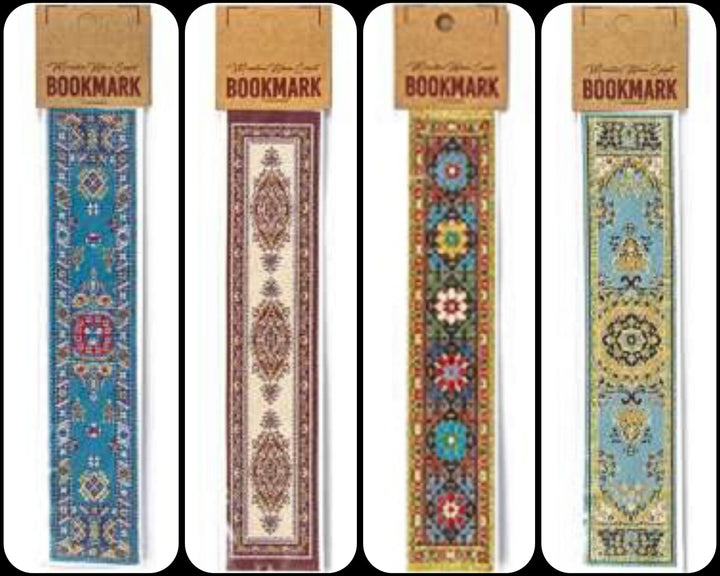 Set of 4 Woven Carpet Bookmark|Authentic Turkish Carpet Design Woven Bookmark|Traditional Rug Design Bookmark|Gift For Bookwoorm, Book Lover