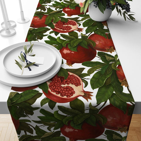 Fruit Table Runner|High Quality Fig and Pomegranate Print Tabletop|Summer Trend Tablecloth|Farmhouse Style Floral Kitchen Table Centerpiece