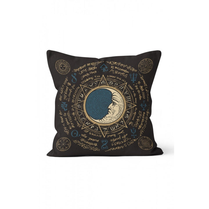 Grandpa Moon Pillow Cover|Occultism and Zodiac Print Cushion Case|Black Gold Crescent Time Decor|Decorative Phases of the Moon Cushion Cover