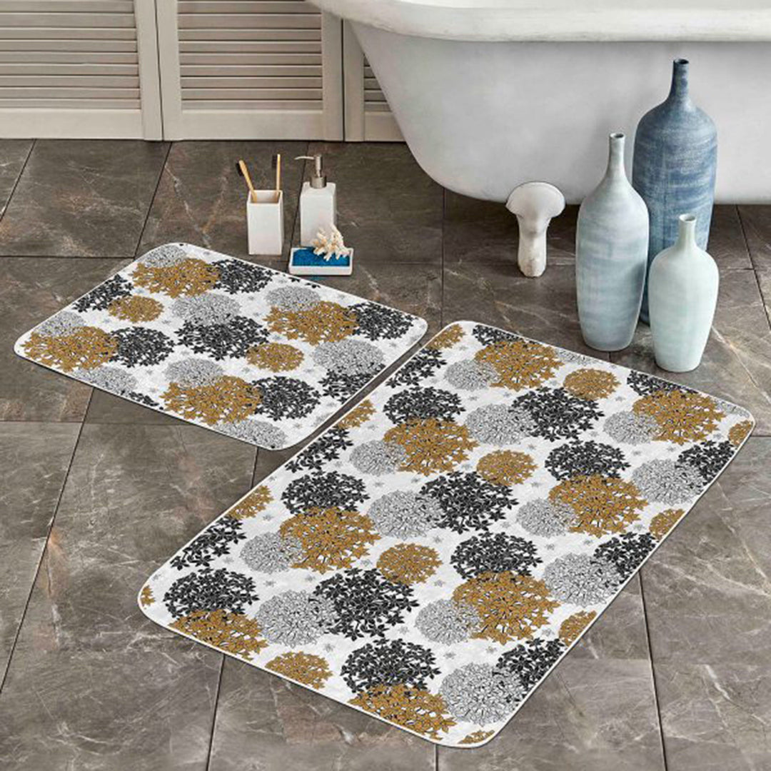 Set of 2 Abstract Bath Mat|Non-Slip Bathroom Decor|Decorative Bath Rug|Geometric Kitchen Floor Mat|Rectangle Shower and Home Entrance Carpet