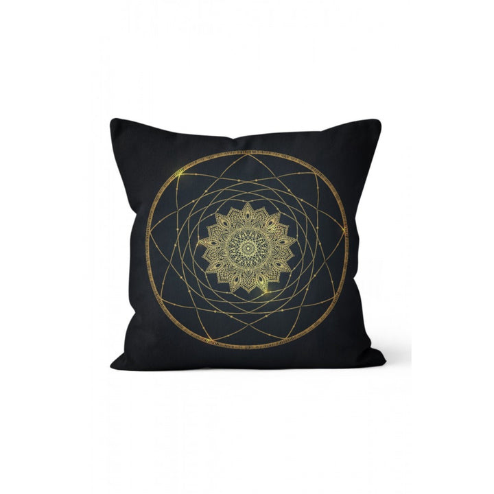 Mandala Pillow Cover|Geometric Cushion Case|Decorative Gold Black Mandala Pillowcase|Rustic Home Decor|Mosaic Design Authentic Cushion Case