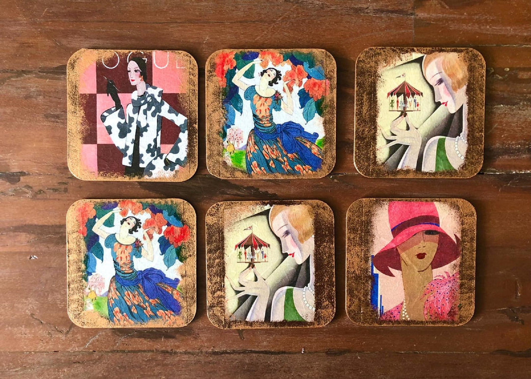 Set of 6 Hand Painted Coasters|Custom Handmade Wooden Decor|Drink Coaster|Unique New Home Gift|Original Cute Home Decor|Stylish Gift For Mom