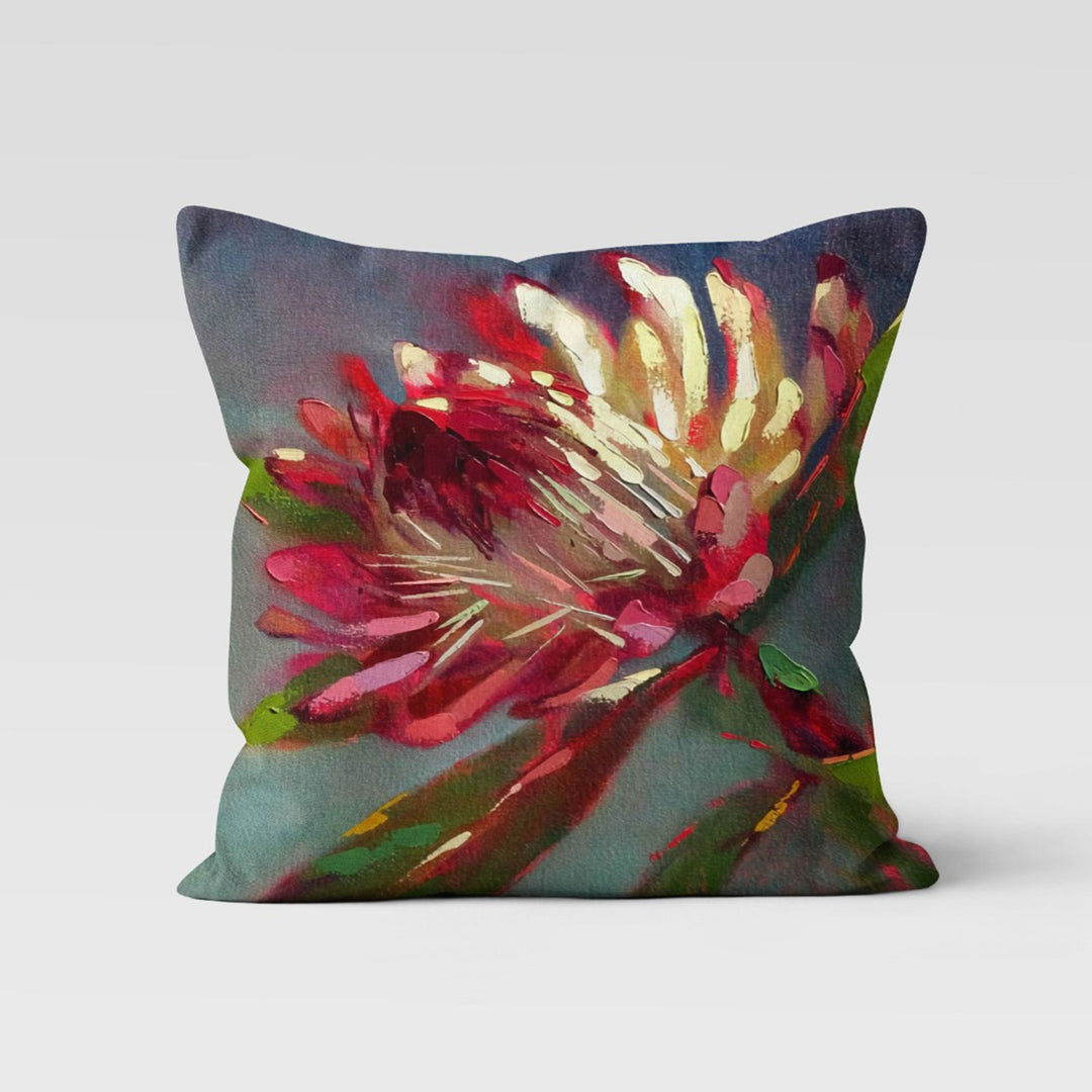 Red Floral Pillow Cover|Summer Trend Cushion Case|Decorative Throw Pillow Case|Flower Painting Home Decor|Housewarming Farmhouse Pillowcase