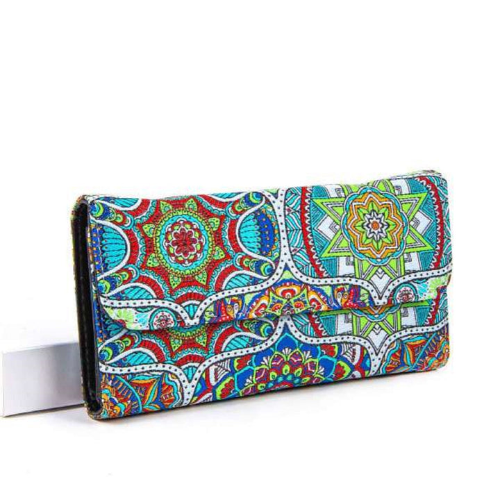 Boho Wallet with Carpet Pattern|Woven Folded Wallet|Women's Hanmade Wallet|Clutch Purse with Vegan Leather|Woven Rug Design Wallet For Women