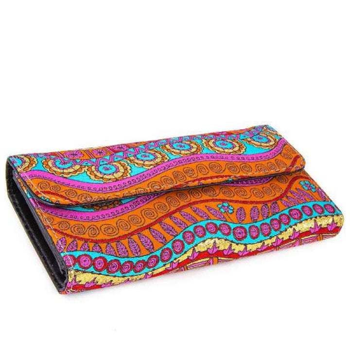 Boho Wallet with Carpet Pattern|Woven Folded Wallet|Women's Hanmade Wallet|Clutch Purse with Vegan Leather|Woven Rug Design Wallet For Women